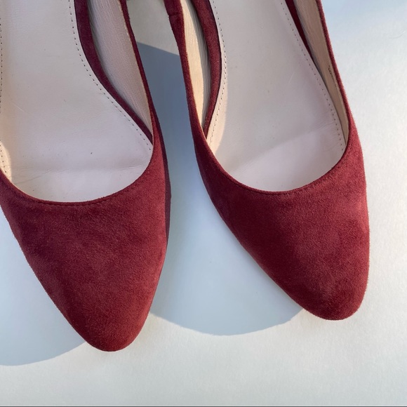 Cole Haan Eliree Pump 55mm Block Heel Burgundy Wine Suede Leather Sole Size 8 - Picture 2 of 15